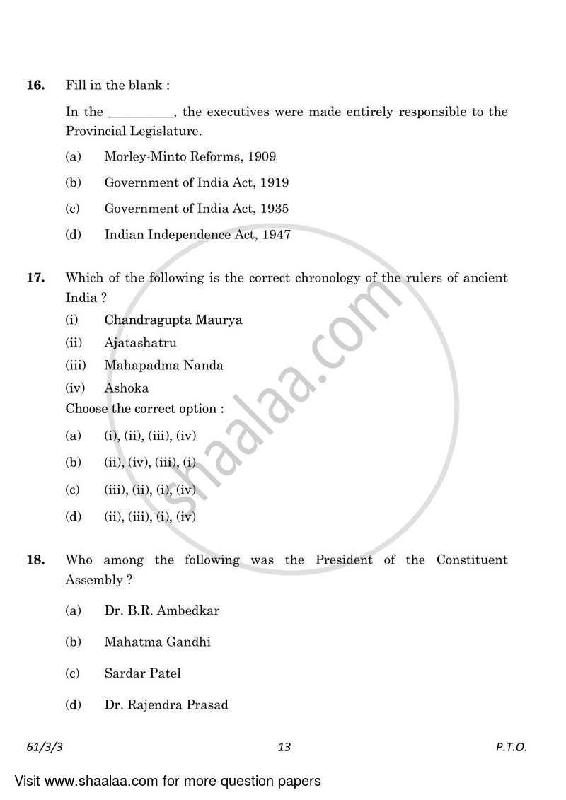 History 2022-2023 - CBSE 12th - Class 12 - CBSE (Central Board of Secondary Education) question paper with PDF download