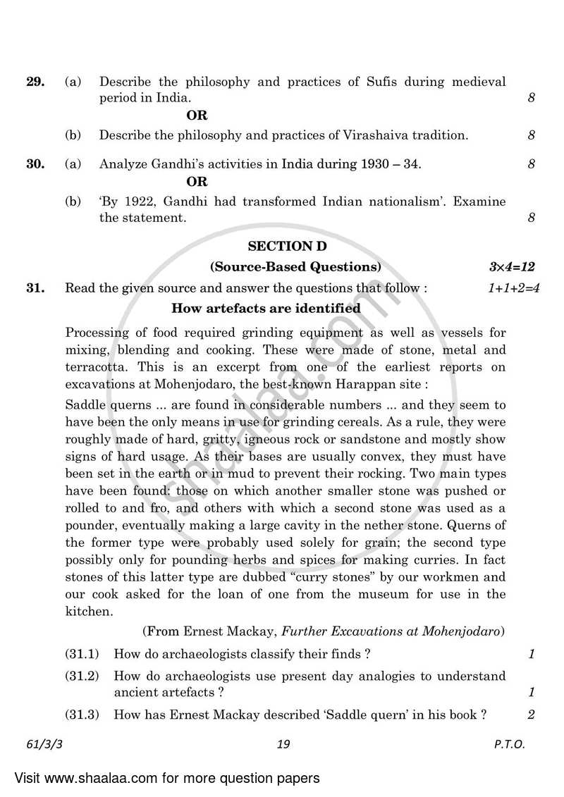 History 2022-2023 - CBSE 12th - Class 12 - CBSE (Central Board of Secondary Education) question paper with PDF download