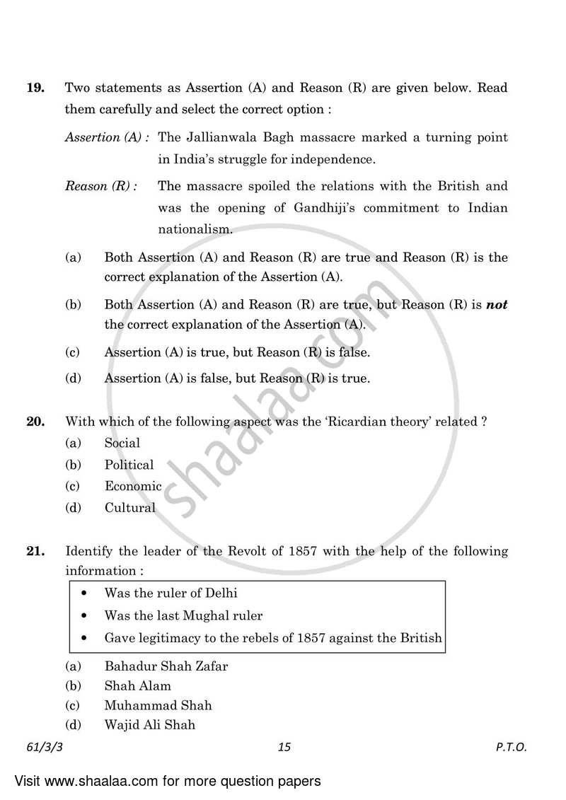 History 2022-2023 - CBSE 12th - Class 12 - CBSE (Central Board of Secondary Education) question paper with PDF download