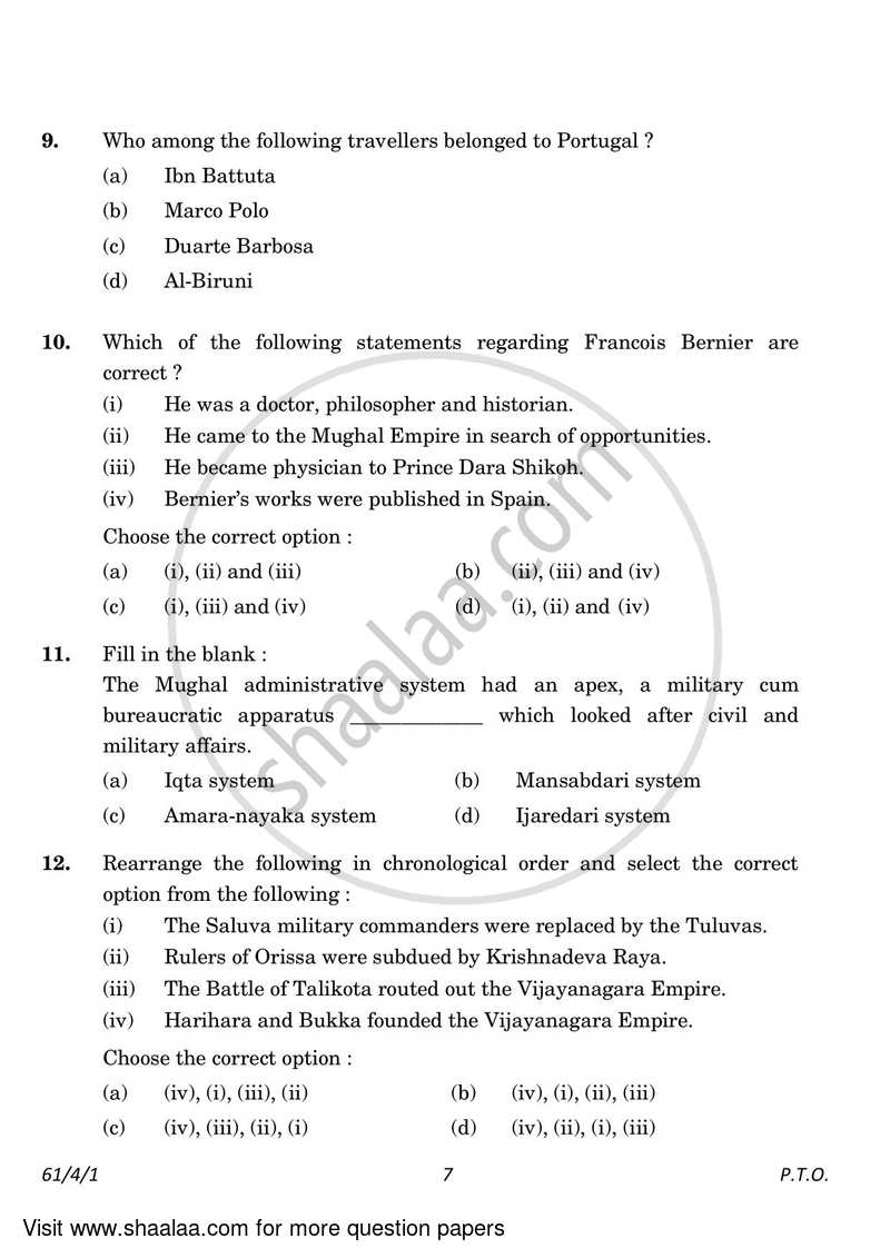 History 2022-2023 - CBSE 12th - Class 12 - CBSE (Central Board of Secondary Education) question paper with PDF download