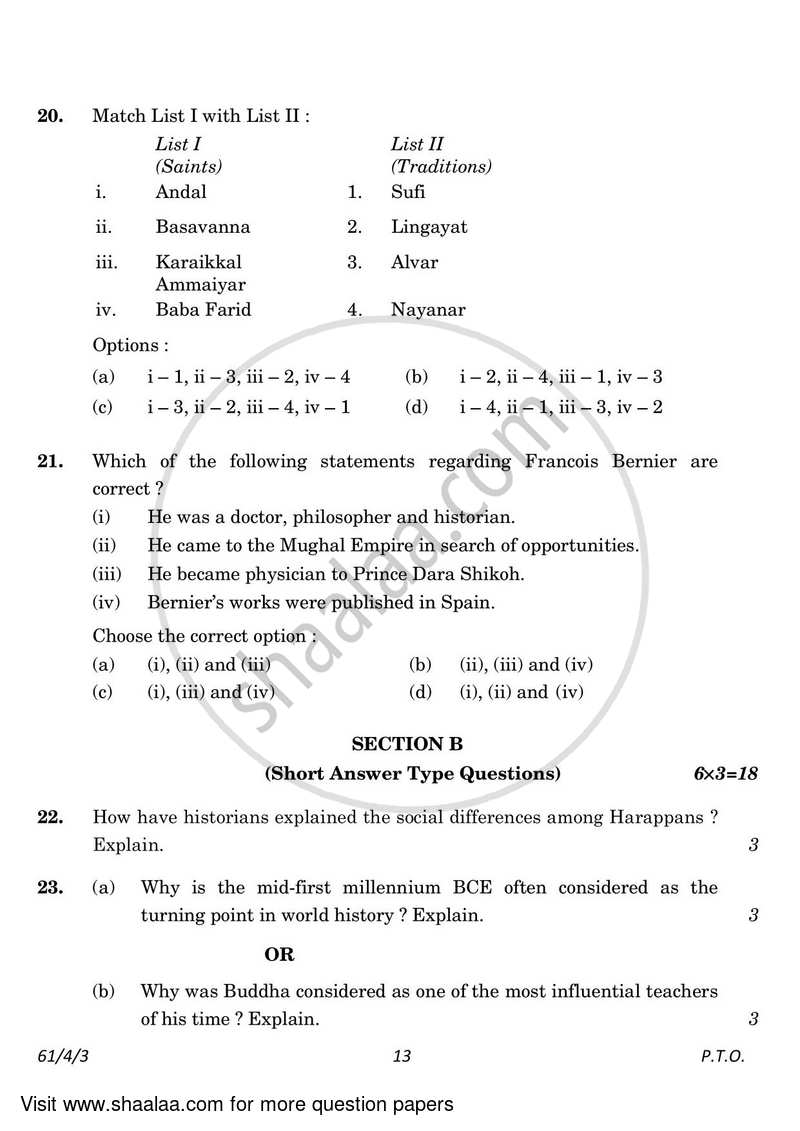 History 2022-2023 - CBSE 12th - Class 12 - CBSE (Central Board of Secondary Education) question paper with PDF download
