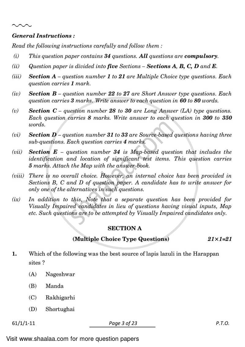 History 2023-2024 - CBSE 12th - Class 12 - CBSE (Central Board of Secondary Education) question paper with PDF download