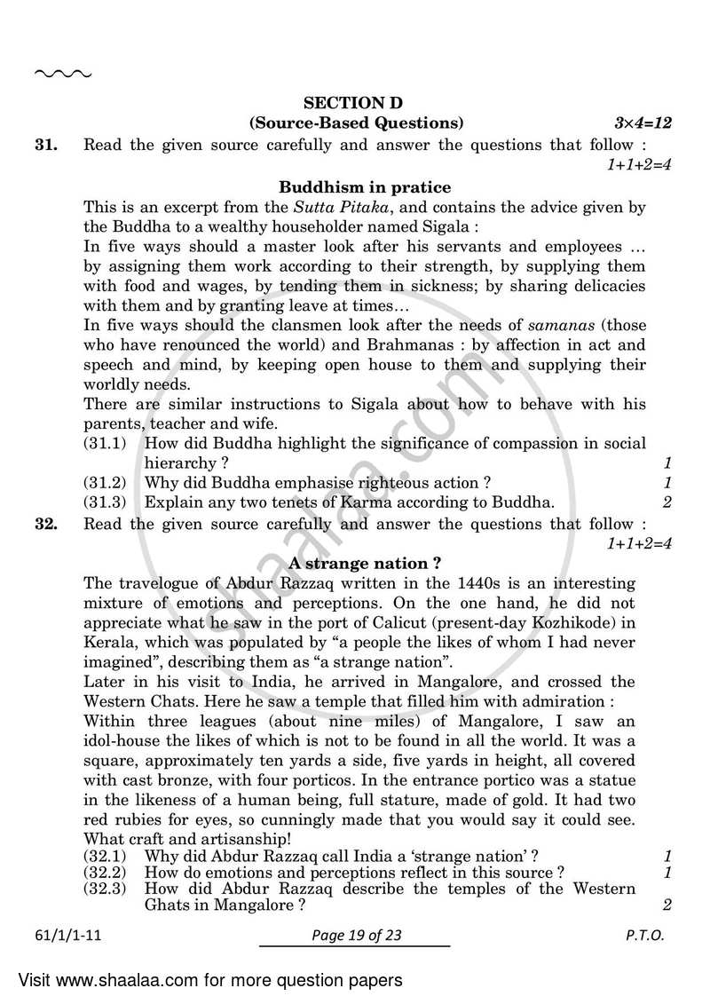 History 2023-2024 - CBSE 12th - Class 12 - CBSE (Central Board of Secondary Education) question paper with PDF download