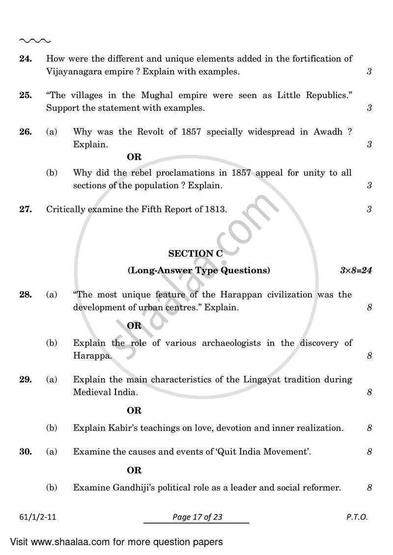 History 2023-2024 - CBSE 12th - Class 12 - CBSE (Central Board of Secondary Education) question paper with PDF download