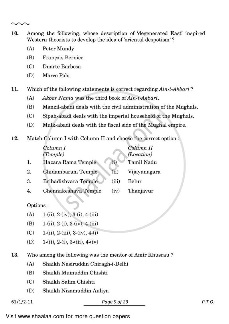 History 2023-2024 - CBSE 12th - Class 12 - CBSE (Central Board of Secondary Education) question paper with PDF download