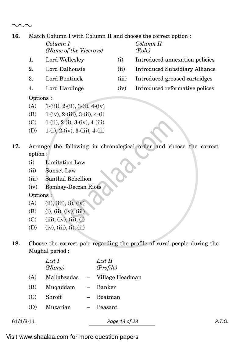 History 2023-2024 - CBSE 12th - Class 12 - CBSE (Central Board of Secondary Education) question paper with PDF download