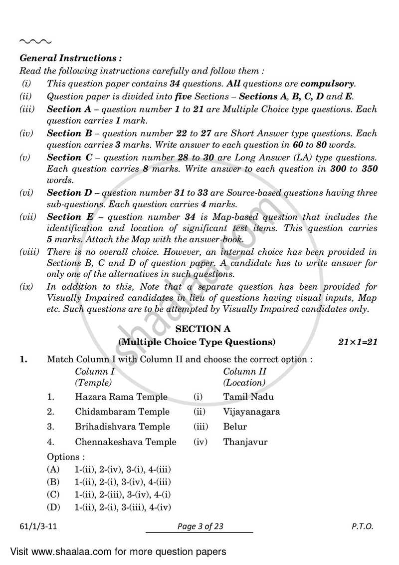 History 2023-2024 - CBSE 12th - Class 12 - CBSE (Central Board of Secondary Education) question paper with PDF download