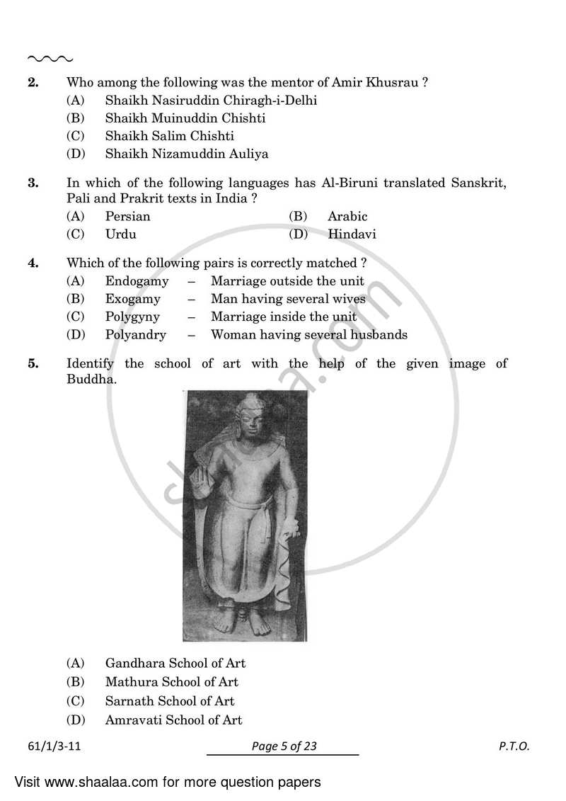 History 2023-2024 - CBSE 12th - Class 12 - CBSE (Central Board of Secondary Education) question paper with PDF download