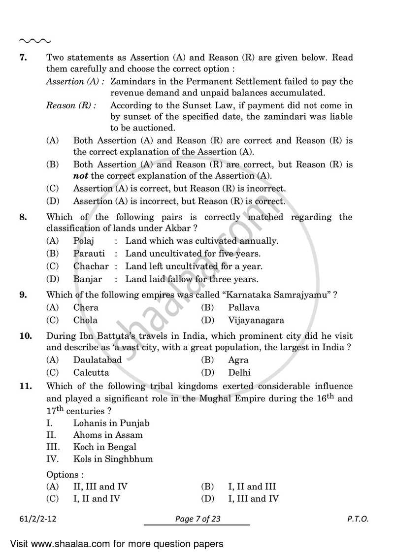 History 2023-2024 - CBSE 12th - Class 12 - CBSE (Central Board of Secondary Education) question paper with PDF download