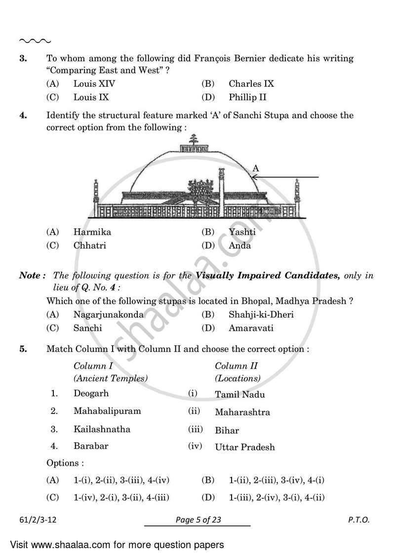 History 2023-2024 - CBSE 12th - Class 12 - CBSE (Central Board of Secondary Education) question paper with PDF download