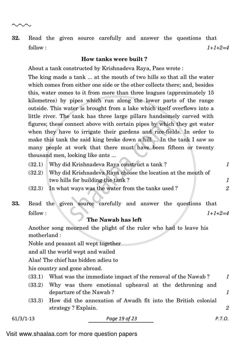 History 2023-2024 - CBSE 12th - Class 12 - CBSE (Central Board of Secondary Education) question paper with PDF download