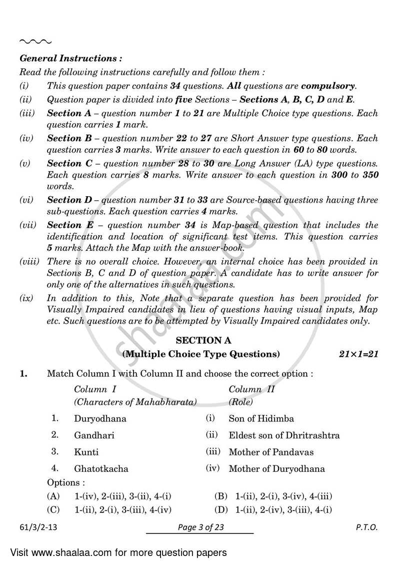 History 2023-2024 - CBSE 12th - Class 12 - CBSE (Central Board of Secondary Education) question paper with PDF download