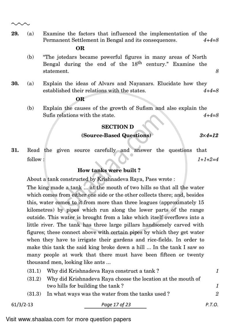 History 2023-2024 - CBSE 12th - Class 12 - CBSE (Central Board of Secondary Education) question paper with PDF download