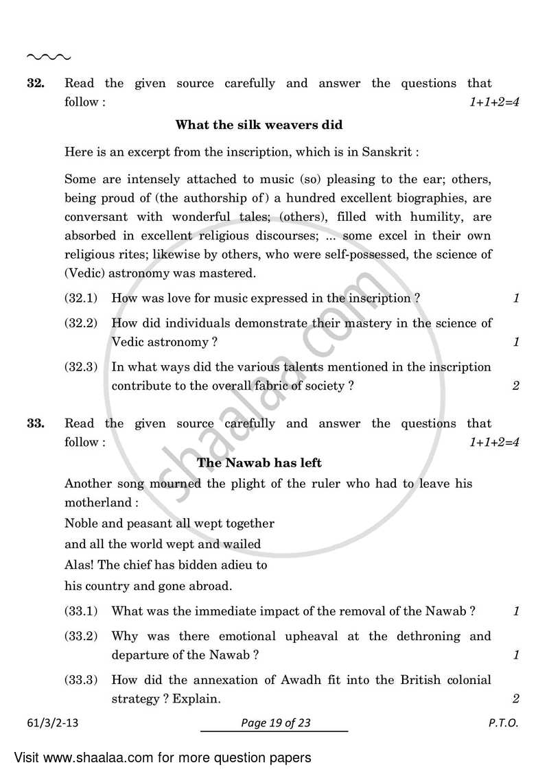 History 2023-2024 - CBSE 12th - Class 12 - CBSE (Central Board of Secondary Education) question paper with PDF download