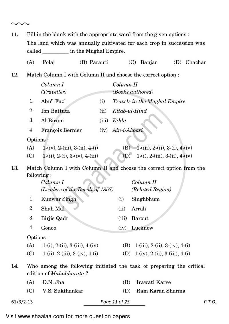 History 2023-2024 - CBSE 12th - Class 12 - CBSE (Central Board of Secondary Education) question paper with PDF download