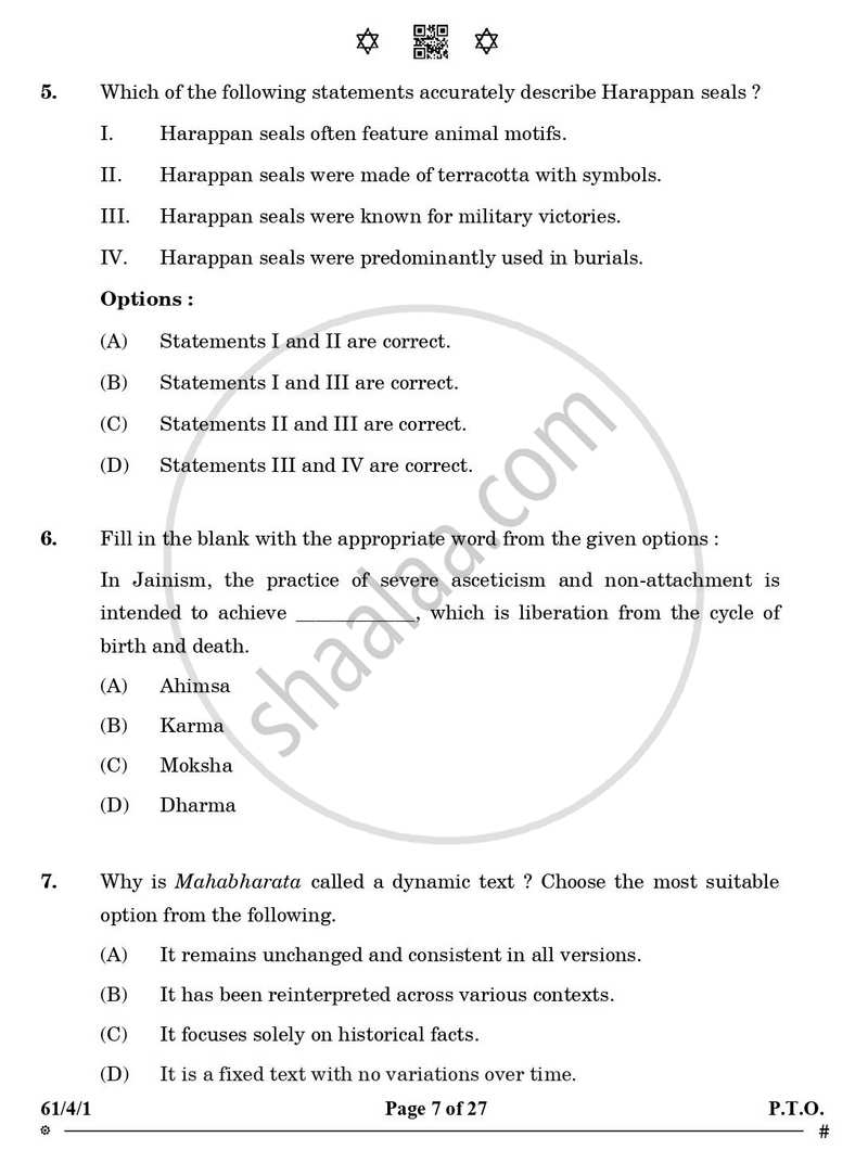History 2024-2025 - CBSE 12th - Class 12 - CBSE (Central Board of Secondary Education) question paper with PDF download