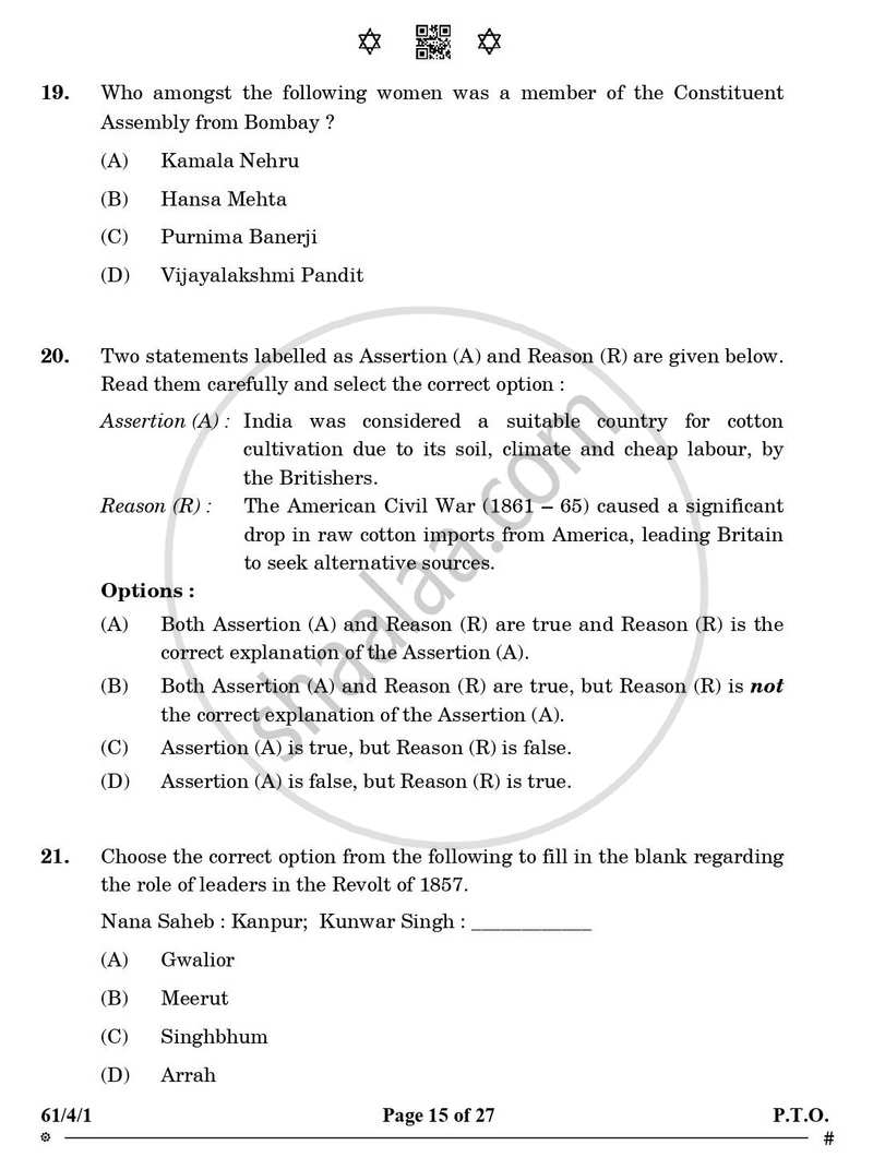 History 2024-2025 - CBSE 12th - Class 12 - CBSE (Central Board of Secondary Education) question paper with PDF download