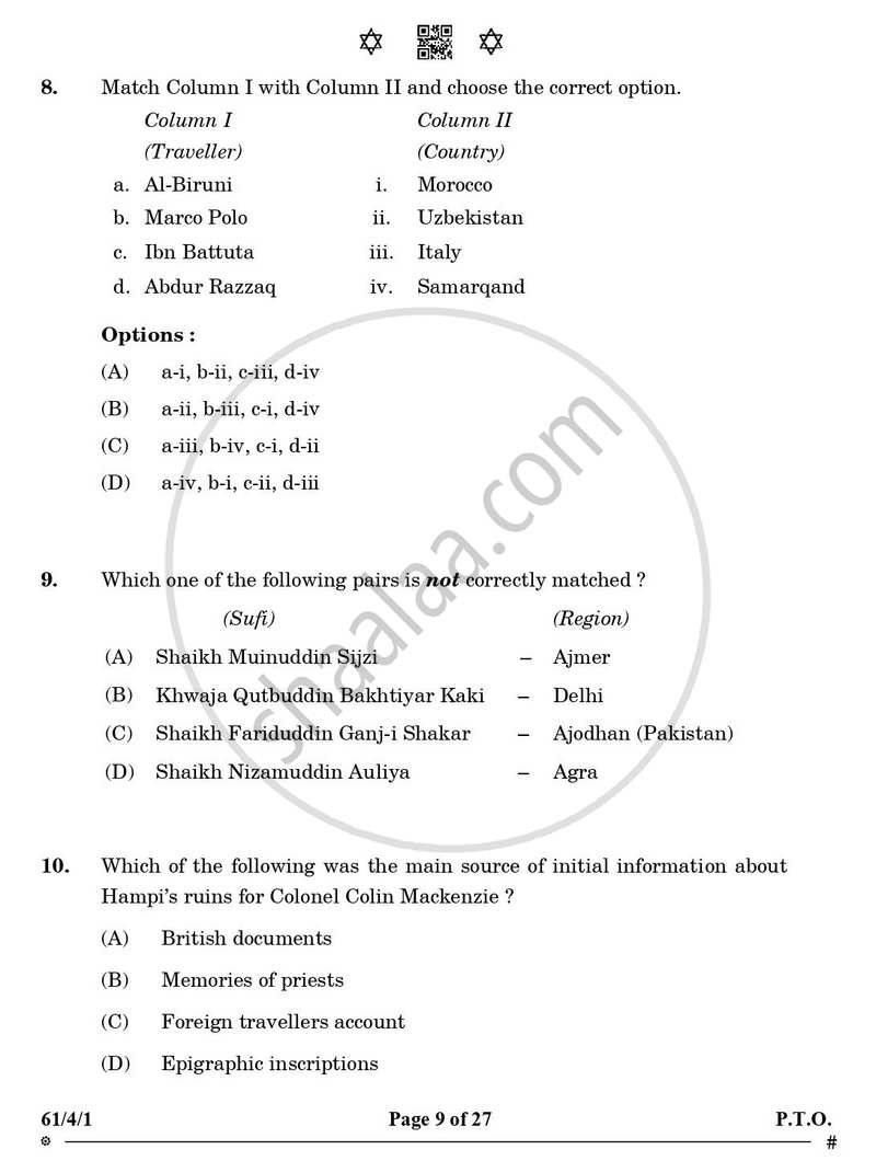 History 2024-2025 - CBSE 12th - Class 12 - CBSE (Central Board of Secondary Education) question paper with PDF download