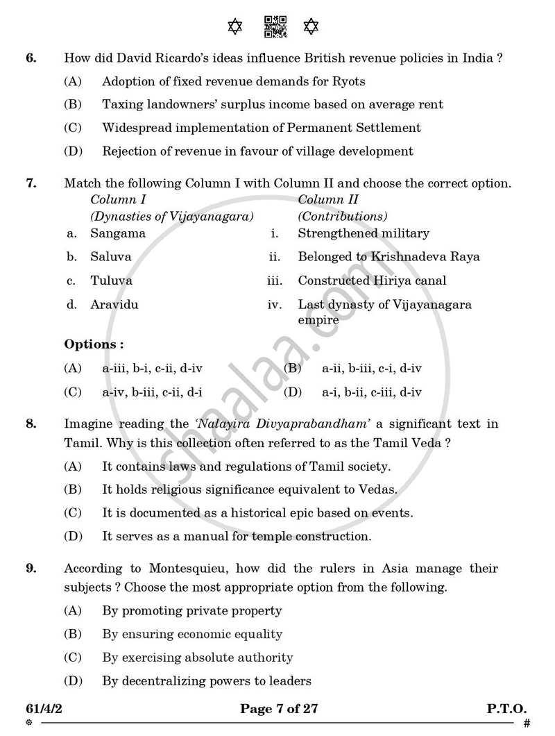 History 2024-2025 - CBSE 12th - Class 12 - CBSE (Central Board of Secondary Education) question paper with PDF download