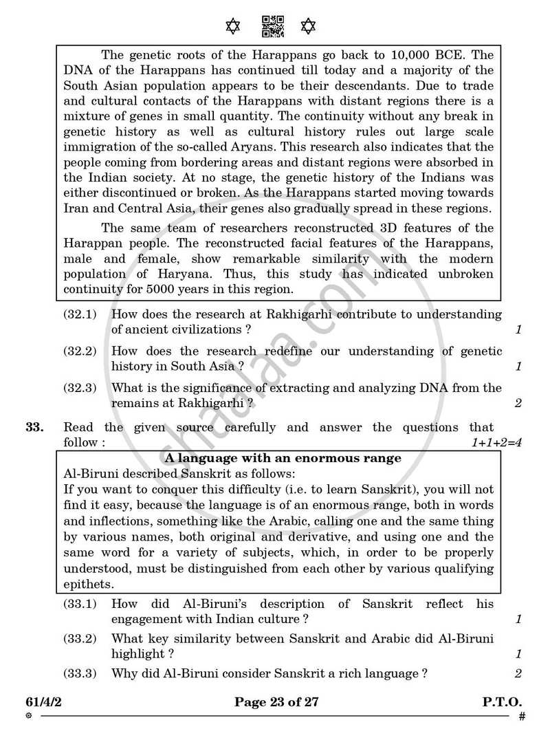 History 2024-2025 - CBSE 12th - Class 12 - CBSE (Central Board of Secondary Education) question paper with PDF download