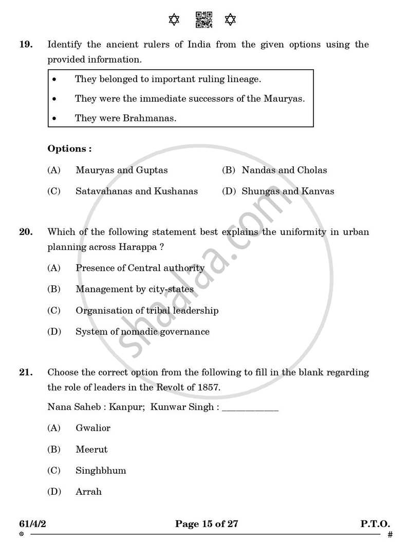 History 2024-2025 - CBSE 12th - Class 12 - CBSE (Central Board of Secondary Education) question paper with PDF download
