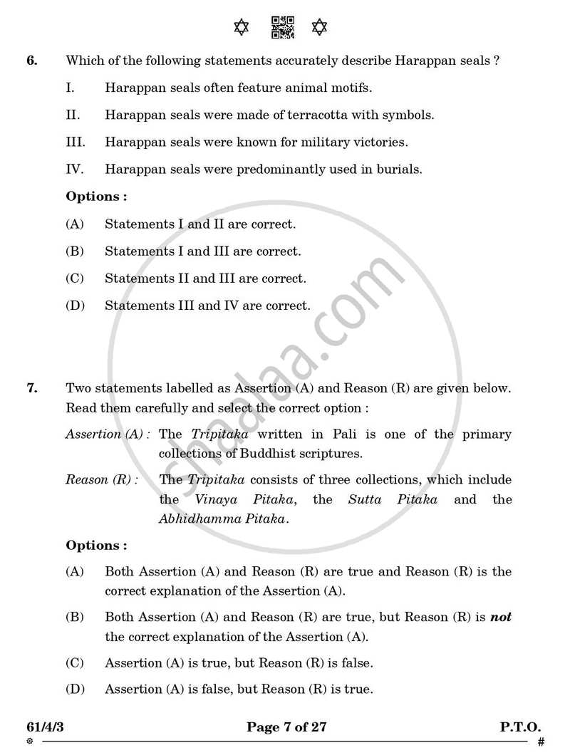 History 2024-2025 - CBSE 12th - Class 12 - CBSE (Central Board of Secondary Education) question paper with PDF download