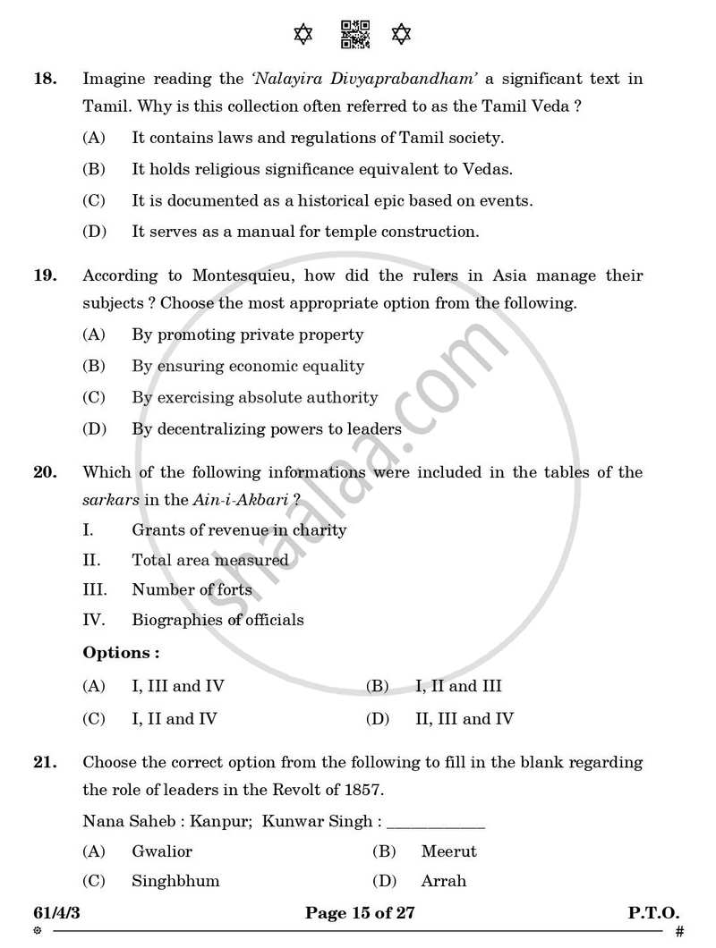 History 2024-2025 - CBSE 12th - Class 12 - CBSE (Central Board of Secondary Education) question paper with PDF download