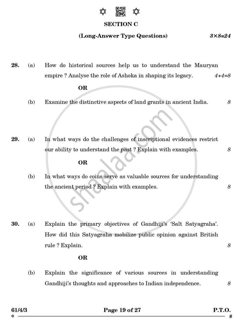 History 2024-2025 - CBSE 12th - Class 12 - CBSE (Central Board of Secondary Education) question paper with PDF download