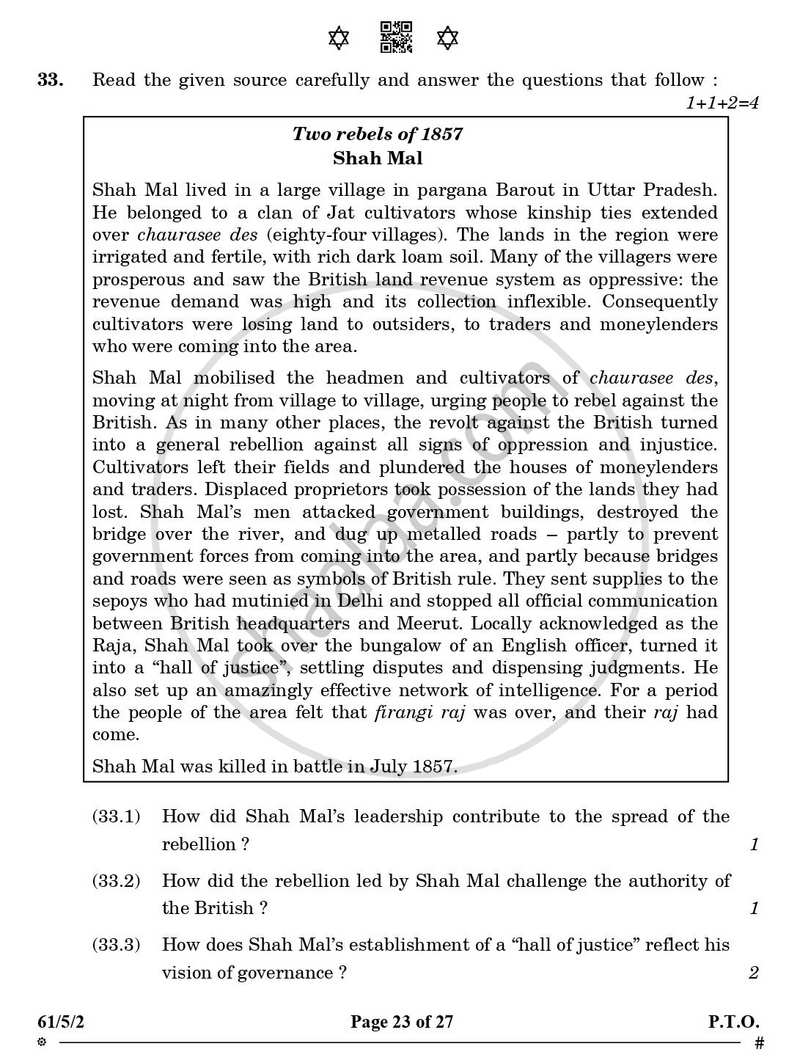 History 2024-2025 - CBSE 12th - Class 12 - CBSE (Central Board of Secondary Education) question paper with PDF download