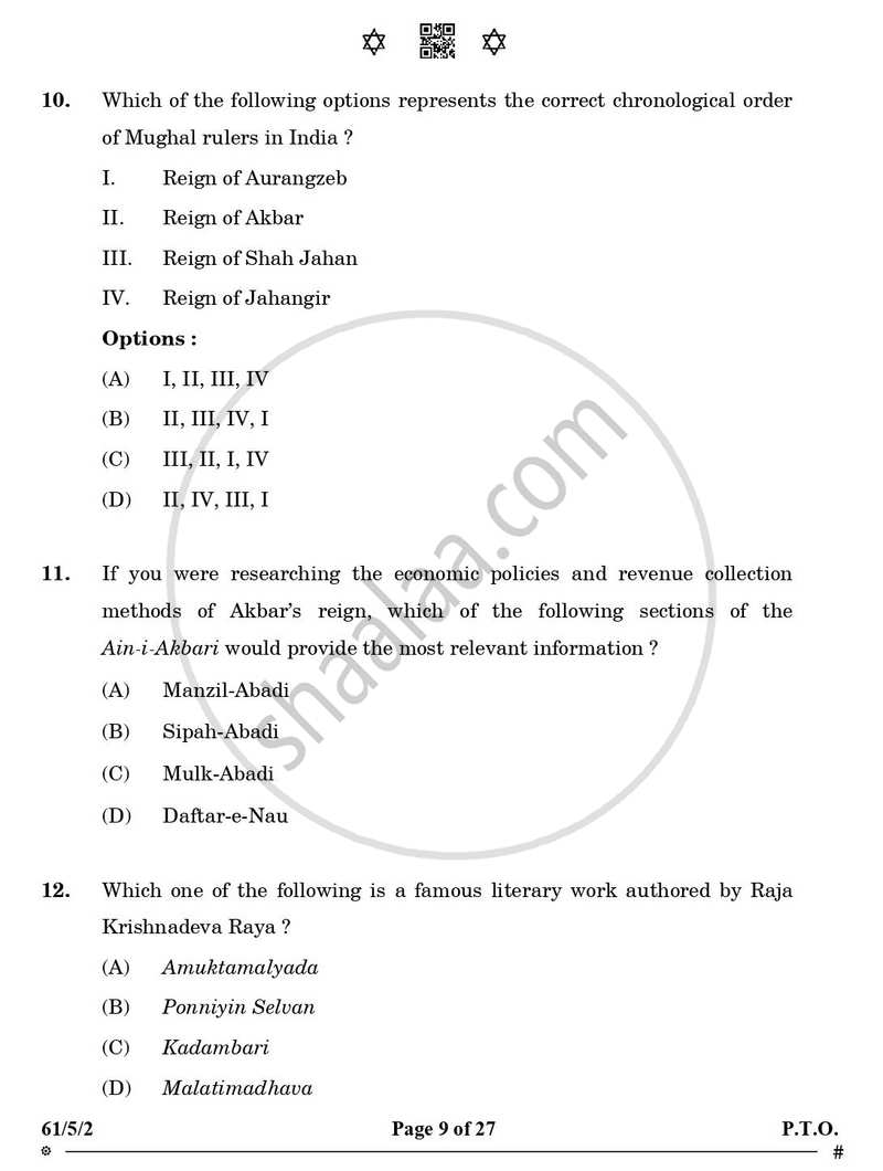 History 2024-2025 - CBSE 12th - Class 12 - CBSE (Central Board of Secondary Education) question paper with PDF download
