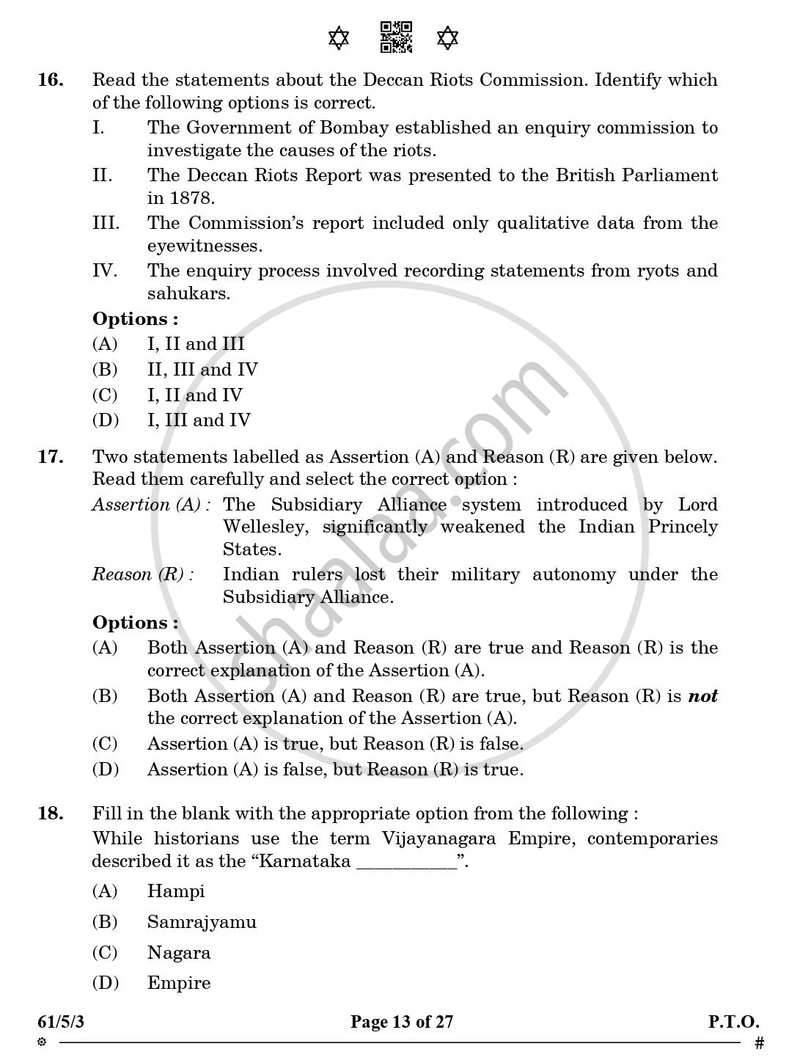 History 2024-2025 - CBSE 12th - Class 12 - CBSE (Central Board of Secondary Education) question paper with PDF download