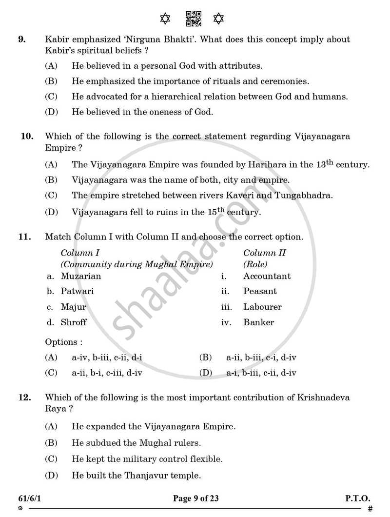 History 2024-2025 - CBSE 12th - Class 12 - CBSE (Central Board of Secondary Education) question paper with PDF download