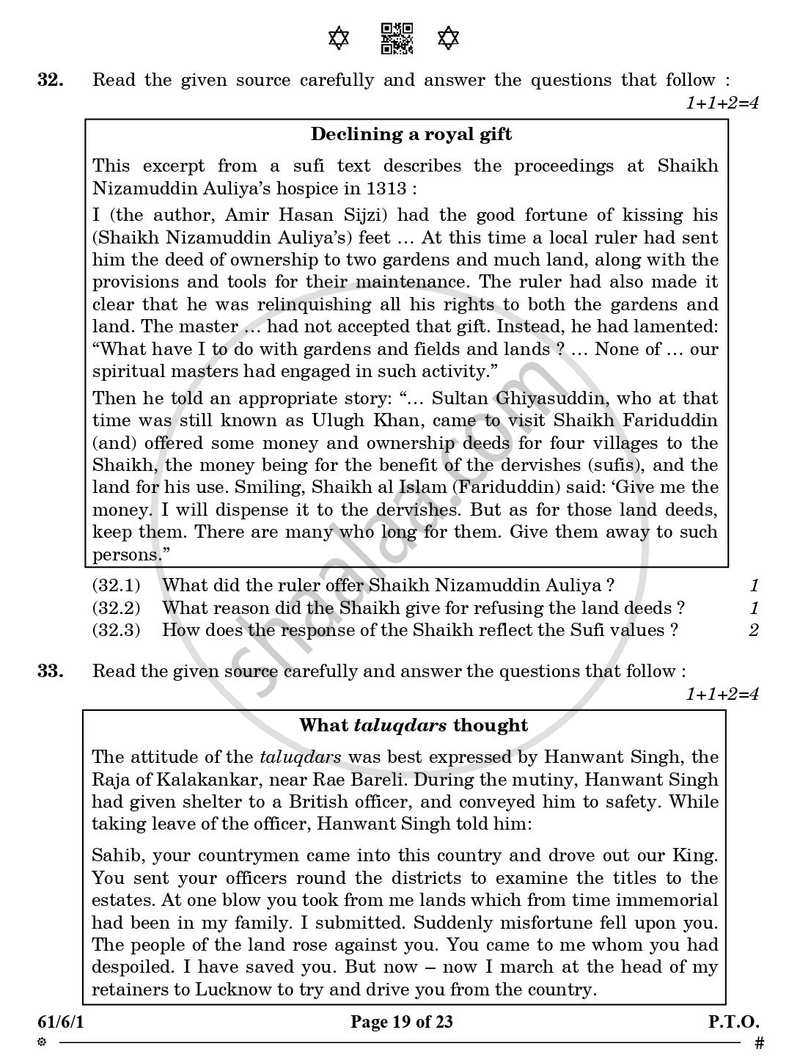 History 2024-2025 - CBSE 12th - Class 12 - CBSE (Central Board of Secondary Education) question paper with PDF download