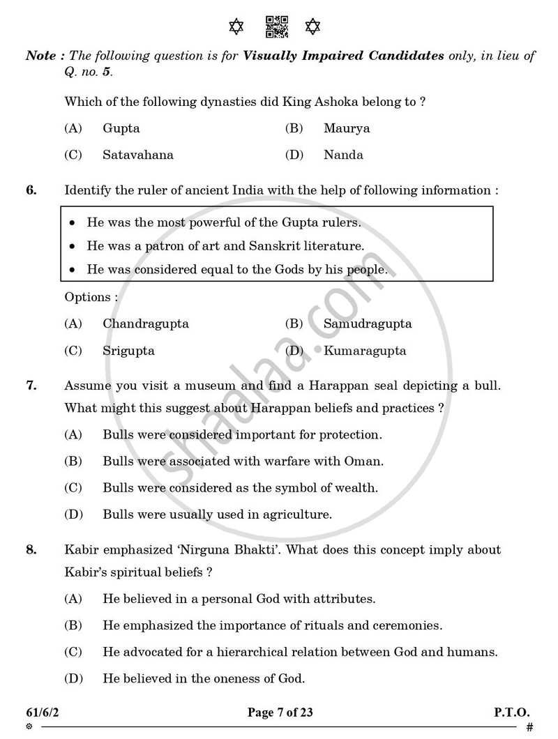 History 2024-2025 - CBSE 12th - Class 12 - CBSE (Central Board of Secondary Education) question paper with PDF download