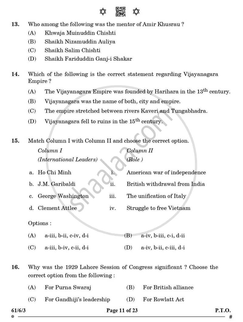 History 2024-2025 - CBSE 12th - Class 12 - CBSE (Central Board of Secondary Education) question paper with PDF download