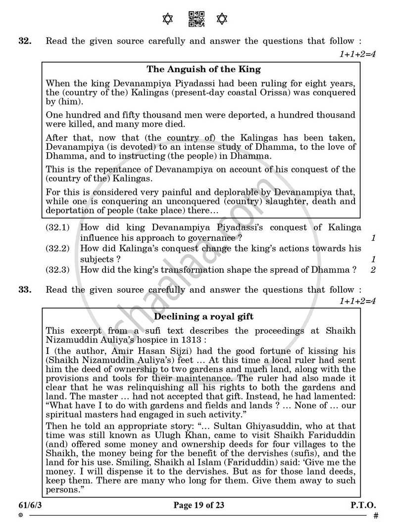 History 2024-2025 - CBSE 12th - Class 12 - CBSE (Central Board of Secondary Education) question paper with PDF download