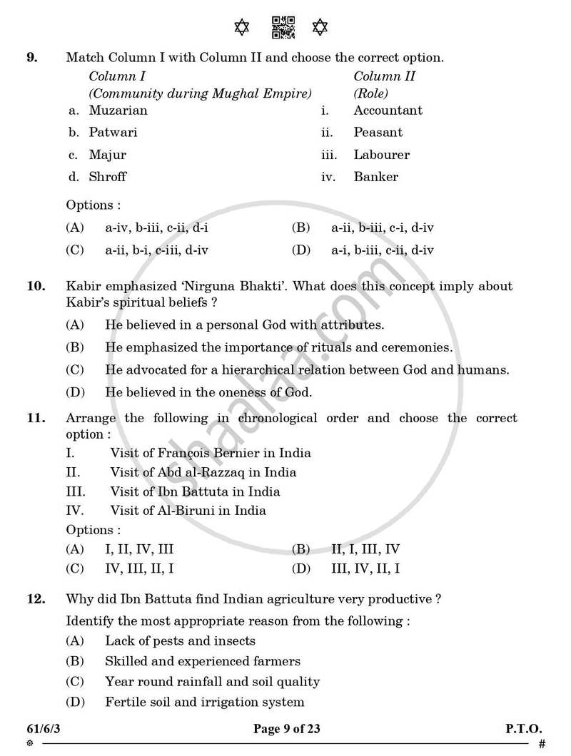 History 2024-2025 - CBSE 12th - Class 12 - CBSE (Central Board of Secondary Education) question paper with PDF download