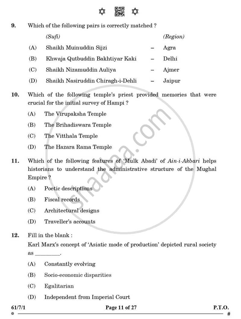 History 2024-2025 - CBSE 12th - Class 12 - CBSE (Central Board of Secondary Education) question paper with PDF download