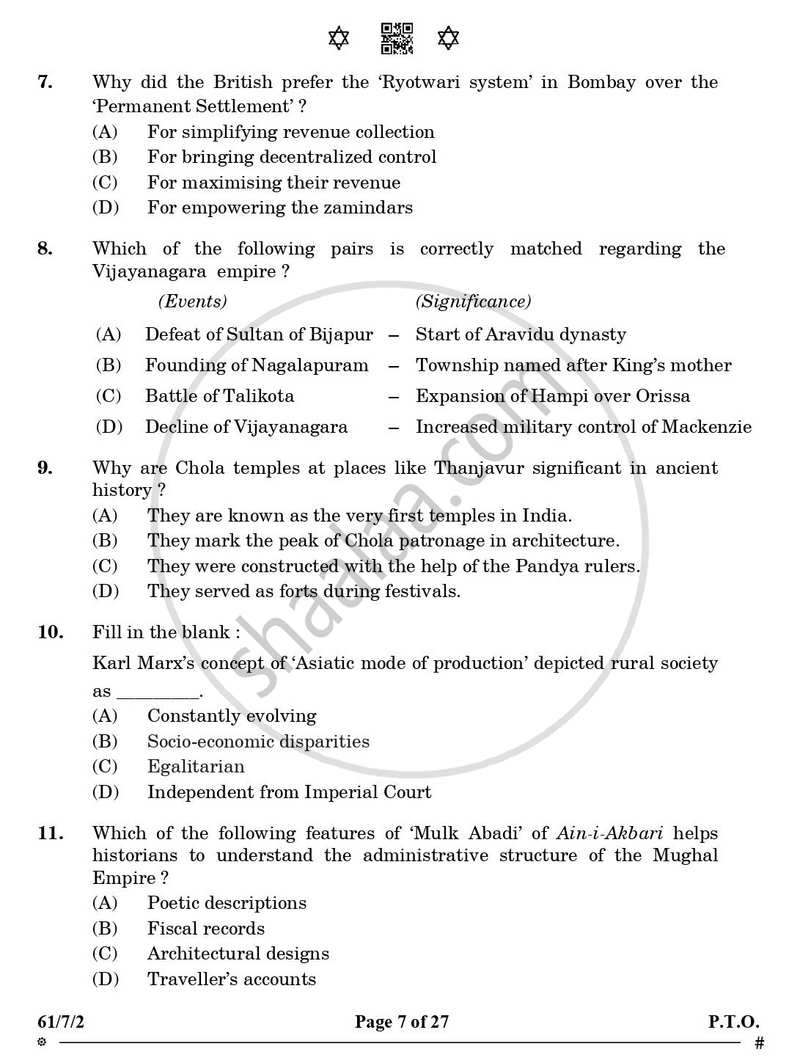History 2024-2025 - CBSE 12th - Class 12 - CBSE (Central Board of Secondary Education) question paper with PDF download
