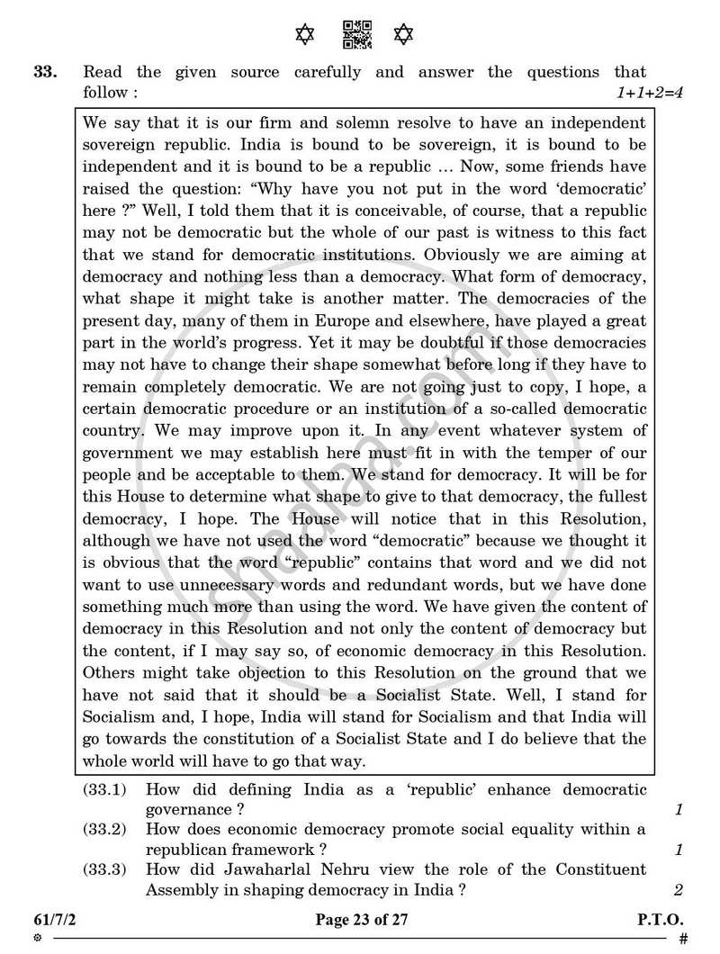History 2024-2025 - CBSE 12th - Class 12 - CBSE (Central Board of Secondary Education) question paper with PDF download