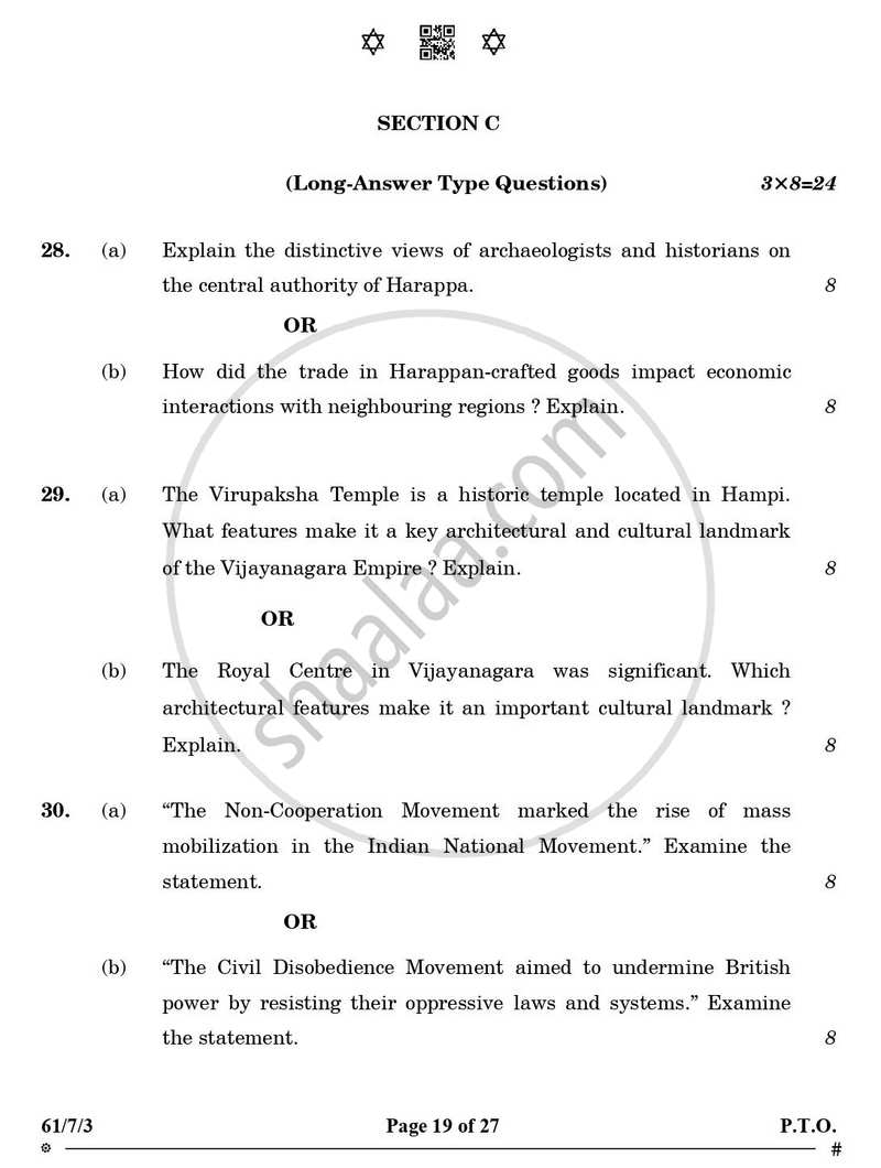 History 2024-2025 - CBSE 12th - Class 12 - CBSE (Central Board of Secondary Education) question paper with PDF download