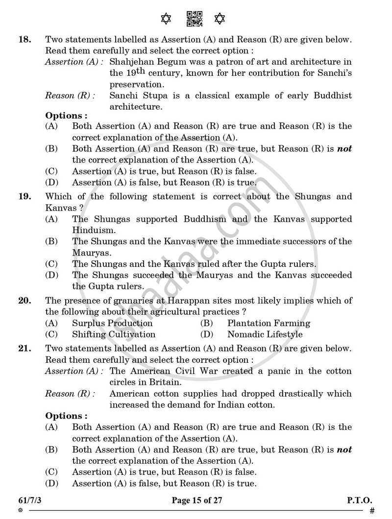 History 2024-2025 - CBSE 12th - Class 12 - CBSE (Central Board of Secondary Education) question paper with PDF download
