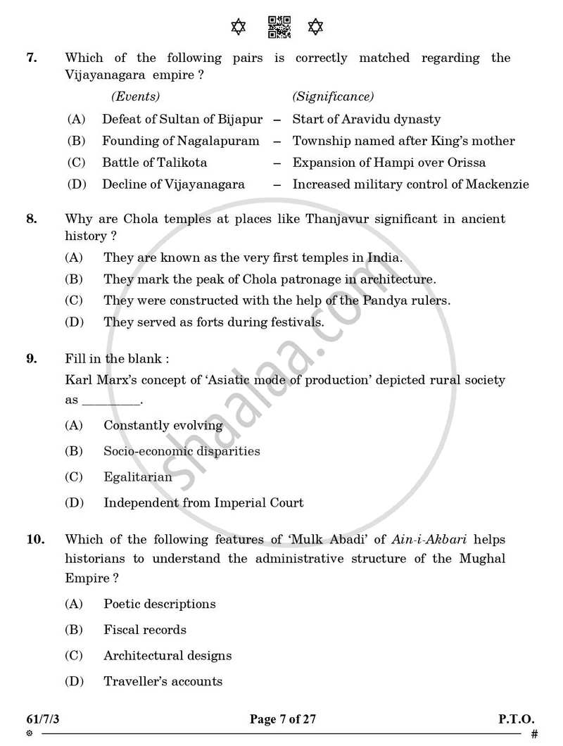 History 2024-2025 - CBSE 12th - Class 12 - CBSE (Central Board of Secondary Education) question paper with PDF download