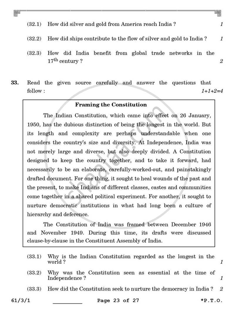 History 2025-2026 - CBSE 12th - Class 12 - CBSE (Central Board of Secondary Education) question paper with PDF download