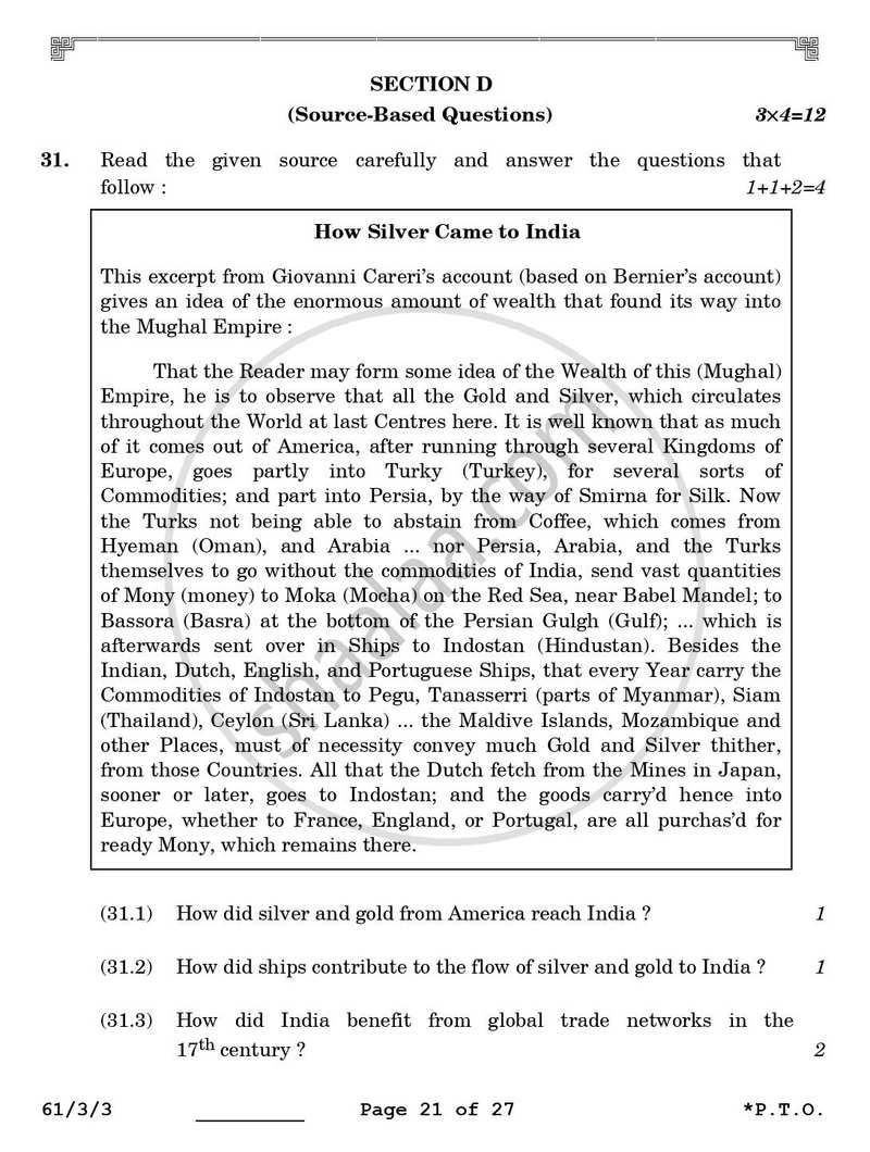 History 2025-2026 - CBSE 12th - Class 12 - CBSE (Central Board of Secondary Education) question paper with PDF download