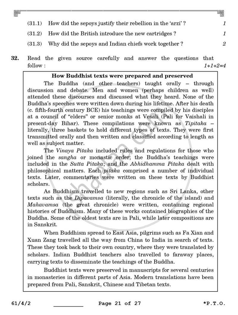 History 2025-2026 - CBSE 12th - Class 12 - CBSE (Central Board of Secondary Education) question paper with PDF download