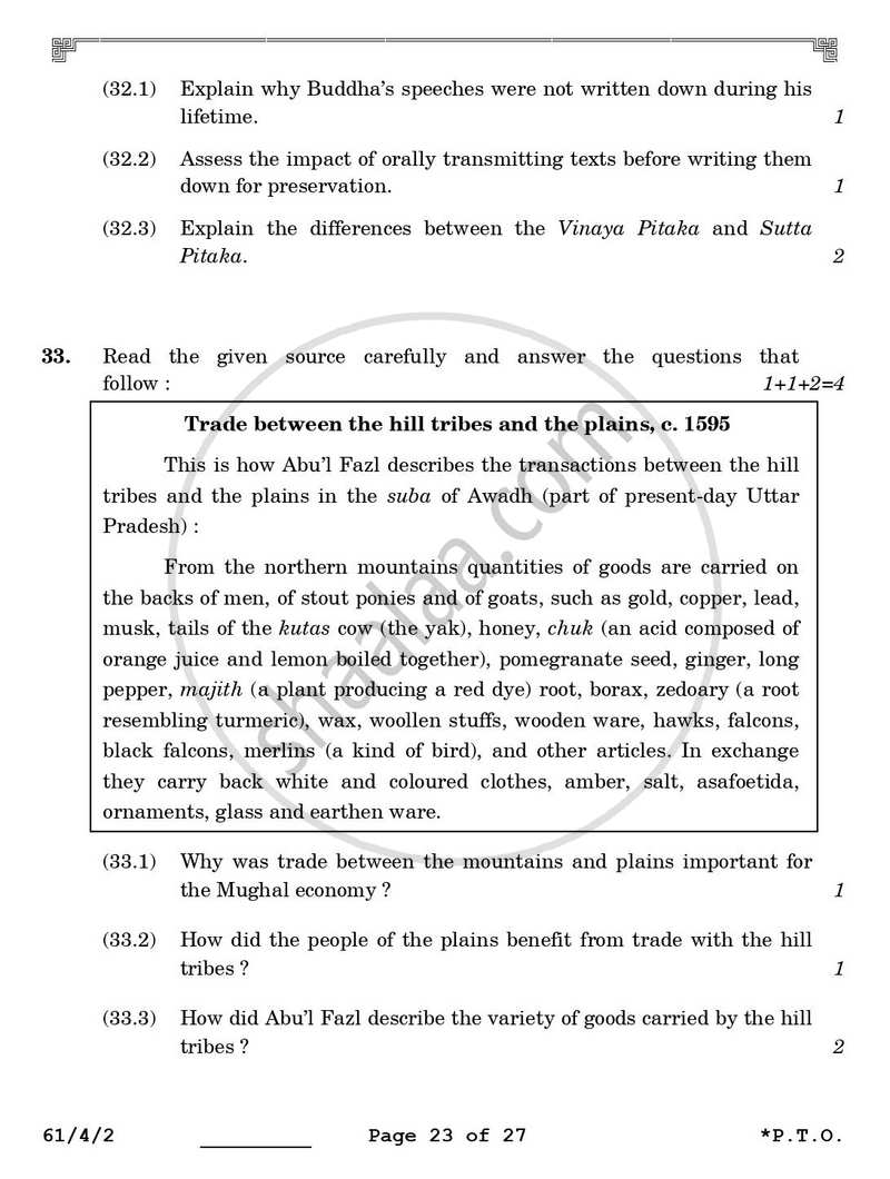History 2025-2026 - CBSE 12th - Class 12 - CBSE (Central Board of Secondary Education) question paper with PDF download