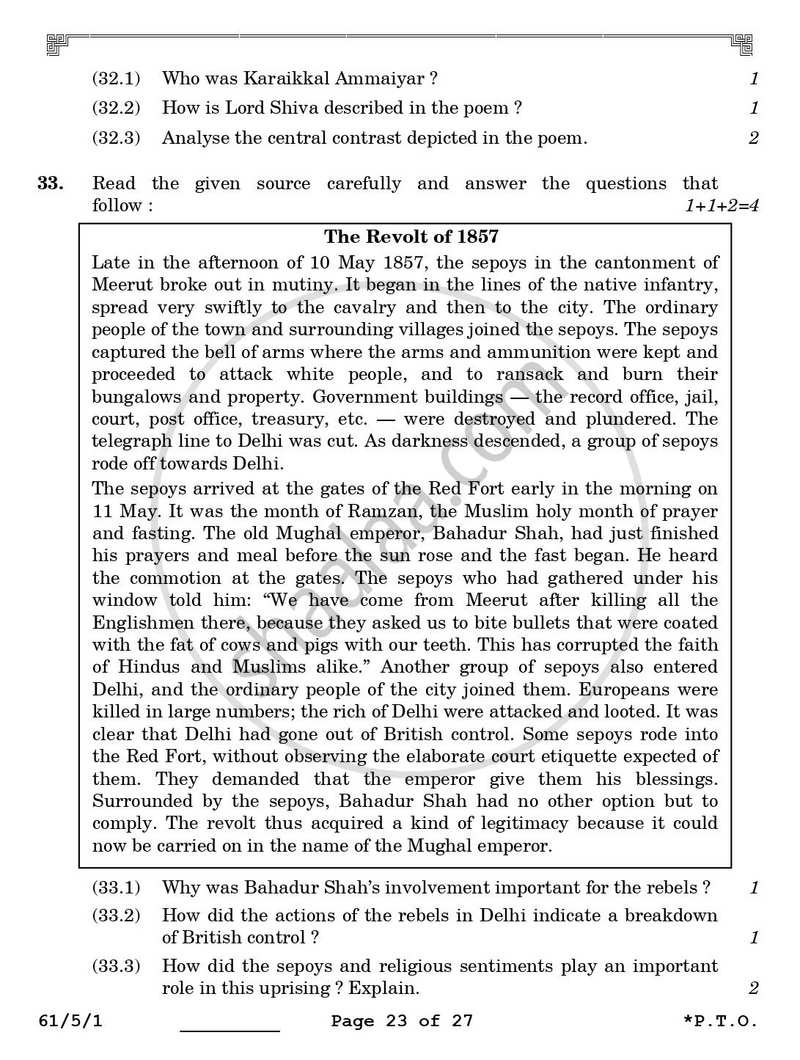 History 2025-2026 - CBSE 12th - Class 12 - CBSE (Central Board of Secondary Education) question paper with PDF download