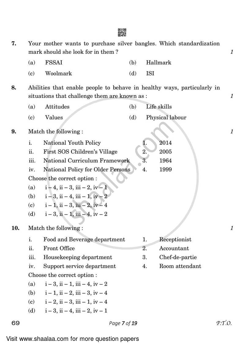 Home Science 2022-2023 - CBSE 12th - Class 12 - CBSE (Central Board of Secondary Education) question paper with PDF download