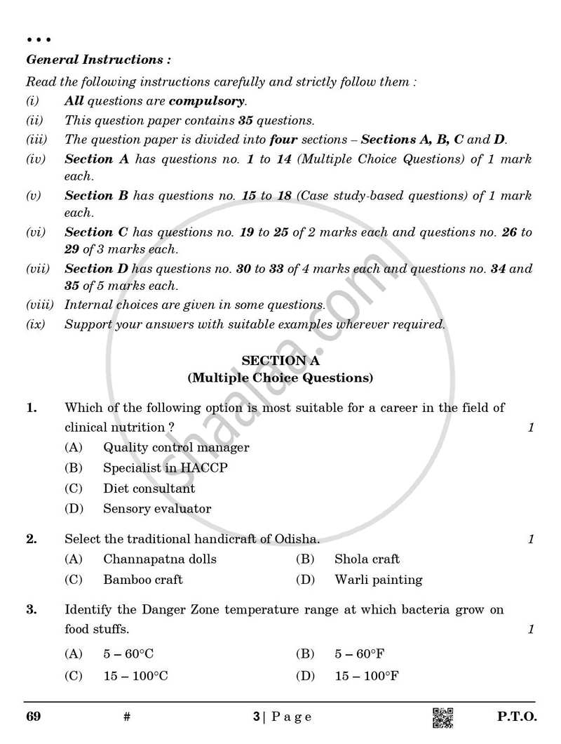 Home Science 2024-2025 - CBSE 12th - Class 12 - CBSE (Central Board of Secondary Education) question paper with PDF download